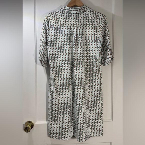 J.McLaughlin Catalina Cloth Geometric Shirt Dress Brown Mint - Picture 3 of 5